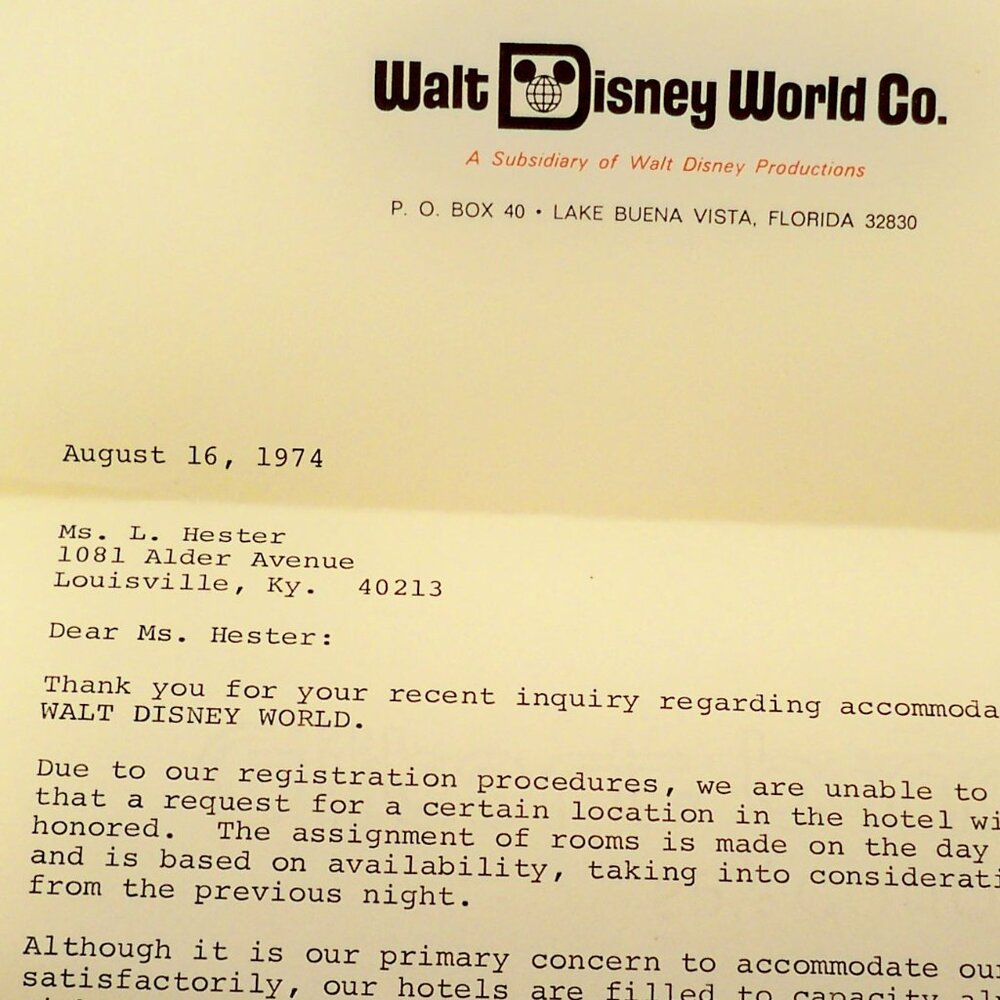 Disney World Bernadette Mckinney letter 1974 Vintage Ephemera